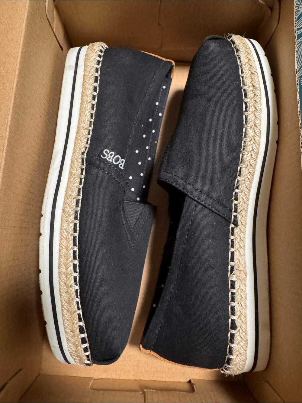 Skechers Bobs Breeze Black Slip-On Espadrille Platform Loafers Size 7